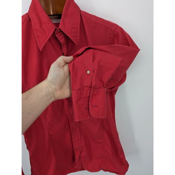 Pierre Cardin Red Button Up Dress Shirt Men’s 15.5x32 Long Sleeve Classic - Picture 4 of 8